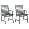 Cadeiras de jantar exterior c/ almofadões 2 pcs acácia maciça