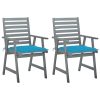 Cadeiras de jantar exterior c/ almofadões 2 pcs acácia maciça