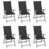 Cadeiras jardim reclináveis c/ almofadões 6 pcs acácia maciça