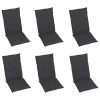 Cadeiras jardim reclináveis c/ almofadões 6 pcs acácia maciça - Image 6