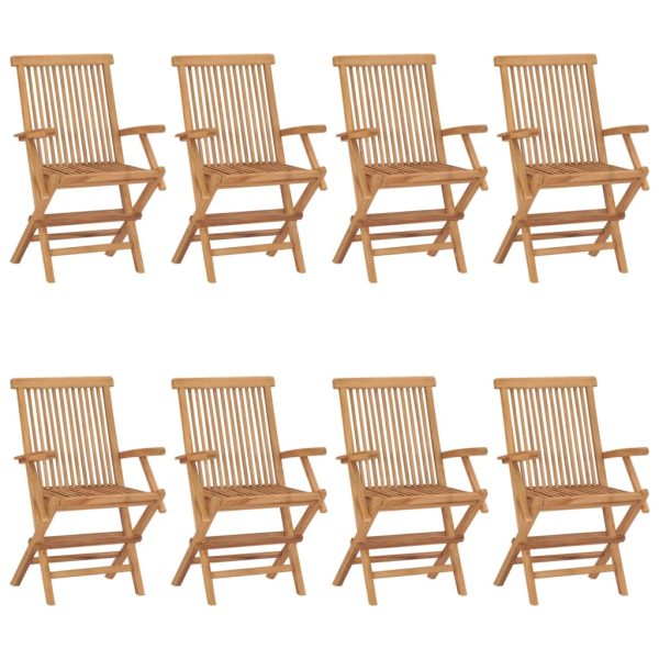 Cadeiras de jardim 8 pcs madeira de teca maciça