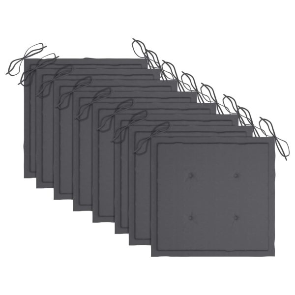 Cadeiras de jardim c/ almofadões antracite 8 pcs teca maciça - Image 6