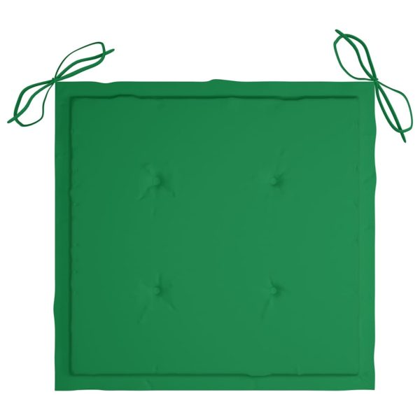 Cadeiras de jardim c/ almofadões verdes 8 pcs teca maciça - Image 7