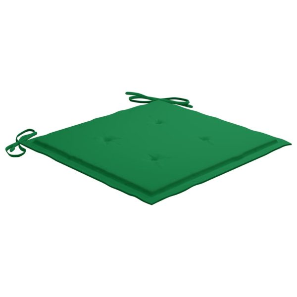Cadeiras de jardim c/ almofadões verdes 8 pcs teca maciça - Image 8