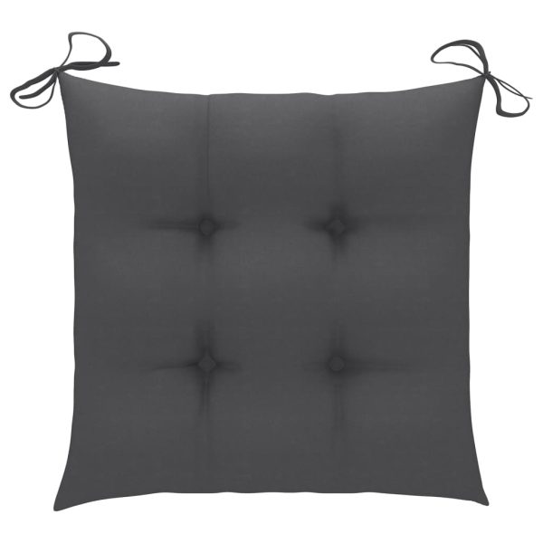Cadeiras de jardim c/ almofadões antracite 8 pcs teca maciça - Image 11