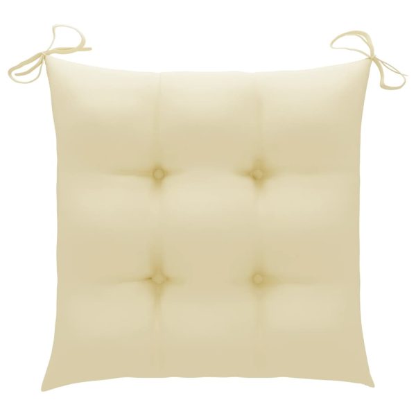 Cadeiras de jardim c/ almofadões branco nata 8 pcs teca maciça - Image 11