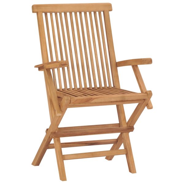 Cadeiras de jardim c/ almofadões branco nata 8 pcs teca maciça - Image 4