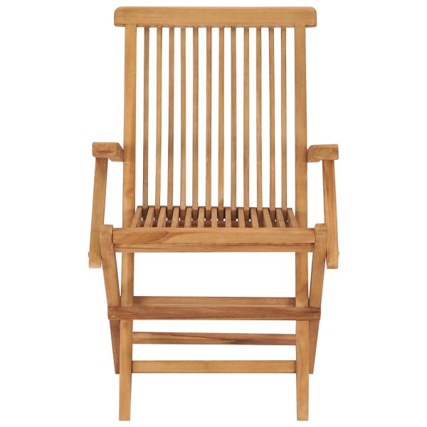 Cadeiras de jardim c/ almofadões branco nata 8 pcs teca maciça - Image 5
