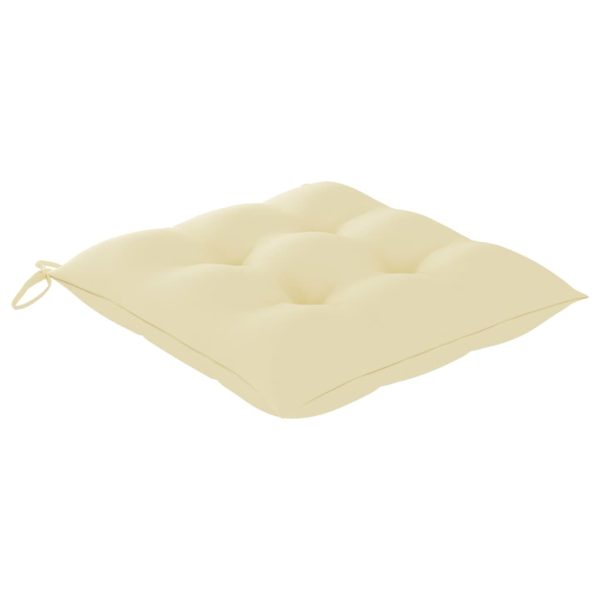 Cadeiras de jardim c/ almofadões branco nata 8 pcs teca maciça - Image 10