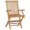 Cadeiras de jardim c/ almofadões azuis-claros 8 pcs teca maciça - Image 4