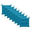 Cadeiras de jardim c/ almofadões azuis-claros 8 pcs teca maciça - Image 9