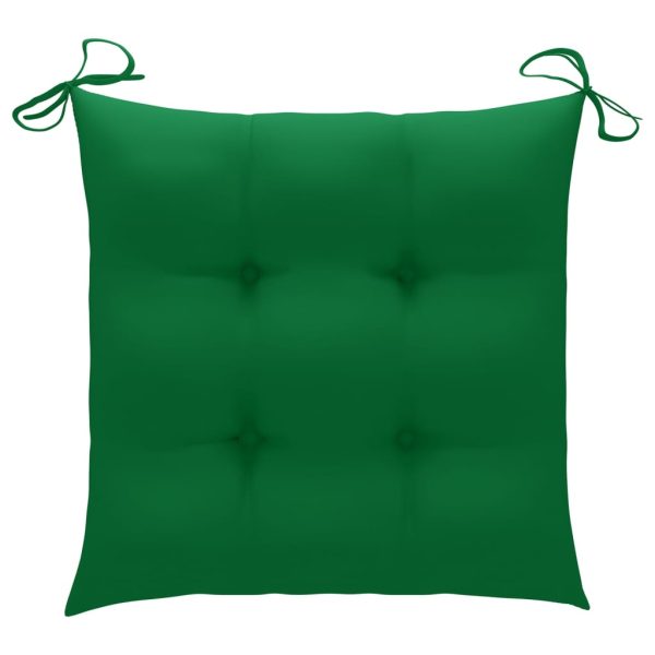 Cadeiras de jardim c/ almofadões verdes 8 pcs teca maciça - Image 11