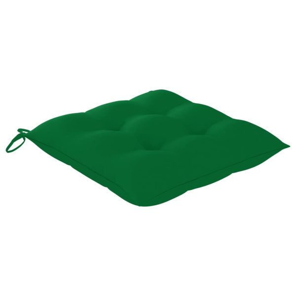 Cadeiras de jardim c/ almofadões verdes 8 pcs teca maciça - Image 10