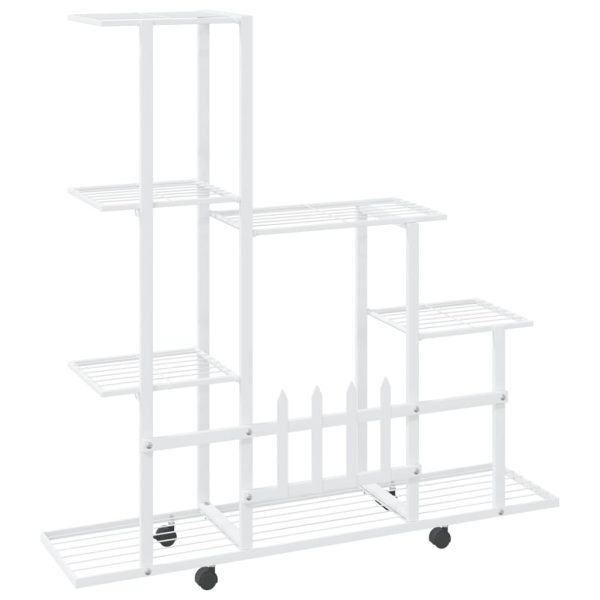 Suporte de vasos c/ rodas 94,5x25x92,5 cm metal branco - Image 5