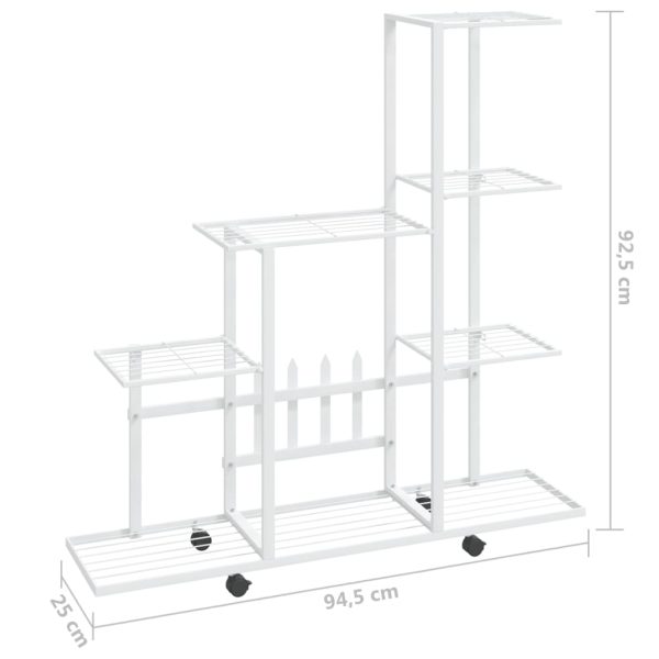 Suporte de vasos c/ rodas 94,5x25x92,5 cm metal branco - Image 7