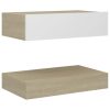 Mesa de cabeceira 60x35 cm contraplacado branco/carvalho sonoma - Image 3