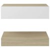 Mesa de cabeceira 60x35 cm contraplacado branco/carvalho sonoma - Image 5