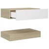 Mesa de cabeceira 60x35 cm contraplacado branco/carvalho sonoma - Image 7