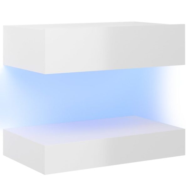 Mesa de cabeceira 60x35 cm contraplacado branco brilhante - Image 2