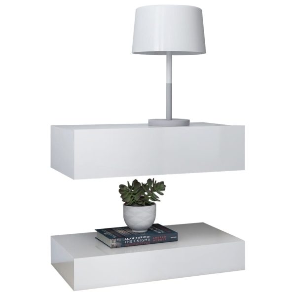 Mesa de cabeceira 60x35 cm contraplacado branco brilhante - Image 4