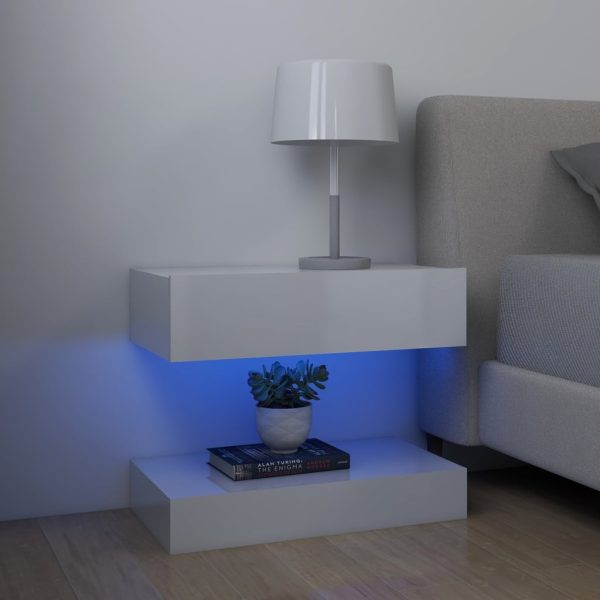 Mesa de cabeceira 60x35 cm contraplacado branco brilhante