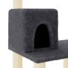 Árvore p/ gatos c/ postes arranhadores sisal 119cm cinza-escuro - Image 6