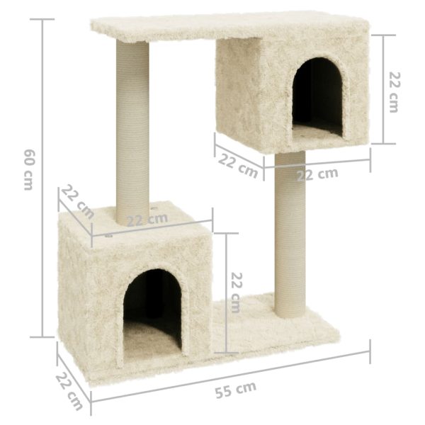 Árvore para gatos c/ postes arranhadores sisal 60 cm cor creme - Image 6