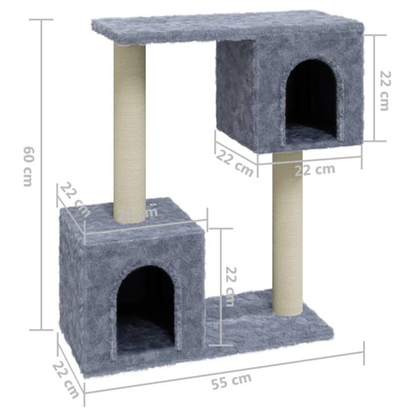 Árvore p/ gatos c/ postes arranhadores sisal 60 cm cinza-claro - Image 6
