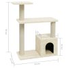 Árvore para gatos c/ postes arranhadores sisal 70 cm cor creme - Image 6