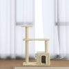 Árvore para gatos c/ postes arranhadores sisal 70 cm cor creme