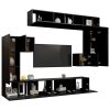 Conjunto móveis de TV 8 pcs madeira processada preto - Image 3