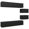 6 pcs conjunto de móveis de TV contraplacado preto - Image 2