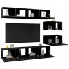 6 pcs conjunto de móveis de TV contraplacado preto - Image 3