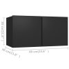 6 pcs conjunto de móveis de TV contraplacado preto - Image 6