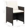 4 pcs conjunto de cadeiras e bancos de jardim vime PE preto - Image 11