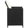 4 pcs conjunto de cadeiras e bancos de jardim vime PE preto - Image 4