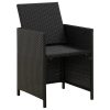 4 pcs conjunto de cadeiras e bancos de jardim vime PE preto - Image 6