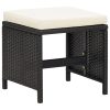 4 pcs conjunto de cadeiras e bancos de jardim vime PE preto - Image 7