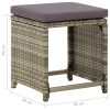 Bancos de jardim 4 pcs com almofadões vime PE cinzento - Image 8