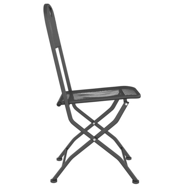 Cadeiras jardim dobráveis 2 pcs malha metal expandido antracite - Image 5