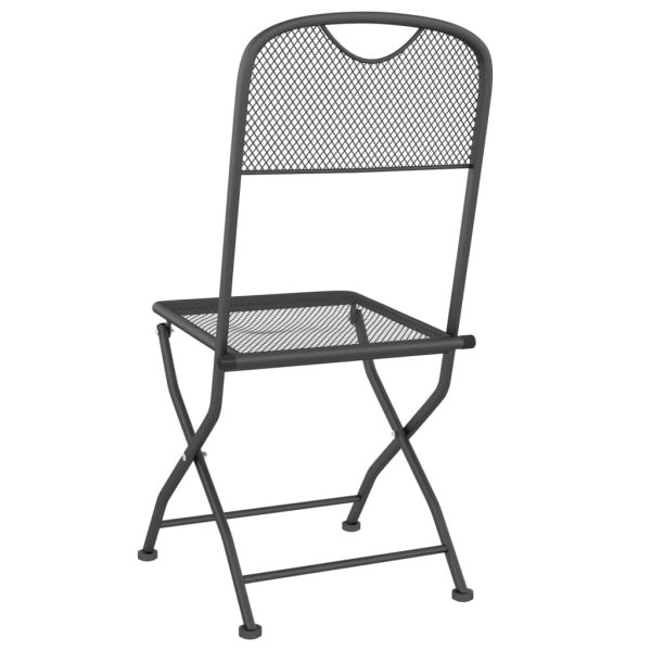 Cadeiras jardim dobráveis 2 pcs malha metal expandido antracite - Image 6