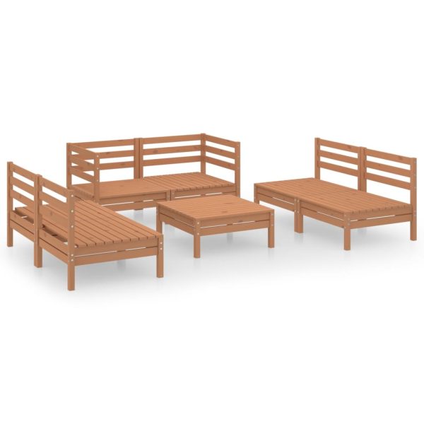 7 pcs conjunto lounge de jardim pinho maciço castanho mel - Image 2