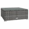 3 pcs conjunto lounge de jardim c/ almofadões vime PE cinzento - Image 5