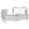 3 pcs conjunto lounge de jardim c/ almofadões vime PE cinzento - Image 7