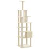 Árvore para gatos c/ postes arranhadores sisal 183 cm cor creme - Image 6