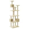Árvore para gatos c/ postes arranhadores sisal 188 cm cor creme - Image 6