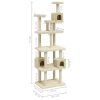 Árvore para gatos c/ postes arranhadores sisal 188 cm cor creme - Image 8