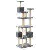 Árvore p/ gatos c/ postes arranhadores sisal 188 cm cinza-claro - Image 6
