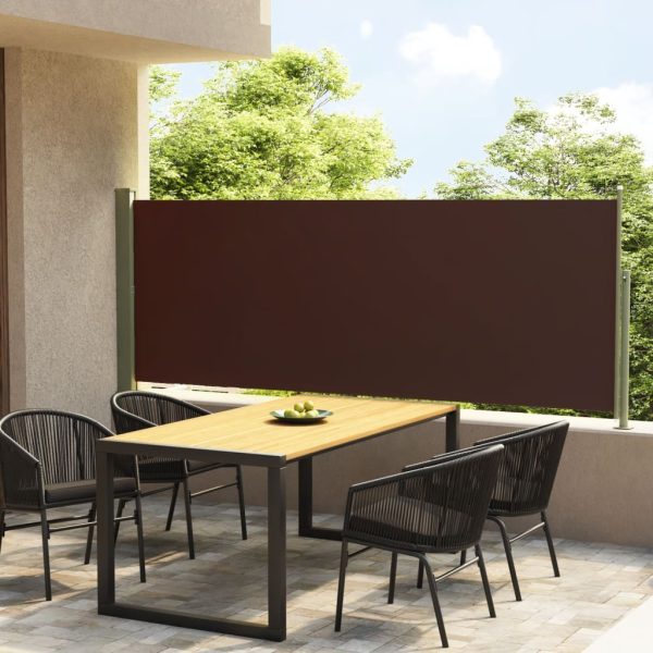 Toldo lateral retrátil para pátio 140x300 cm castanho