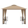 Gazebo c/ paredes laterais e telhado duplo 3x3 m cinza-acast. - Image 3
